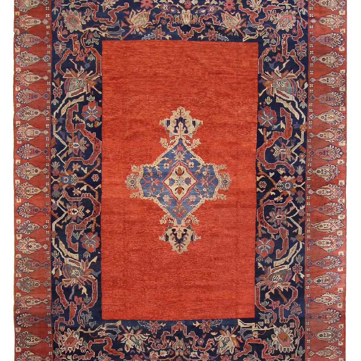 Fasa Antique Farahan  Rust Indigo Traditional
