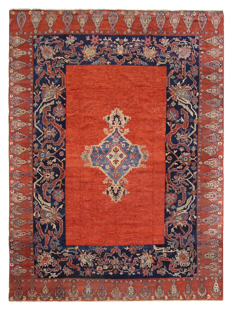 Fasa Antique Farahan  Rust Indigo Traditional