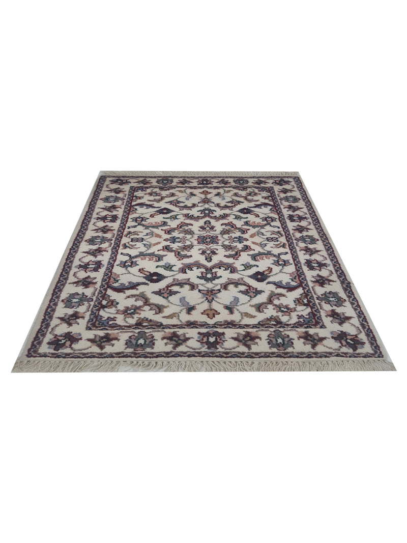 Pacific Kashan Indo 36727 Ivory Ivory Traditional Hand Knotted Rug