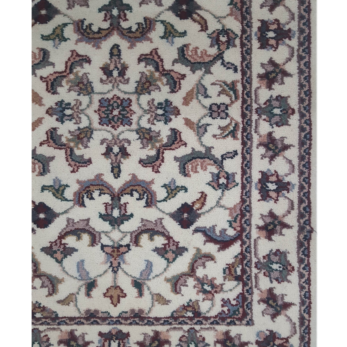 Pacific Kashan Indo 36727 Ivory Ivory Traditional Hand Knotted Rug