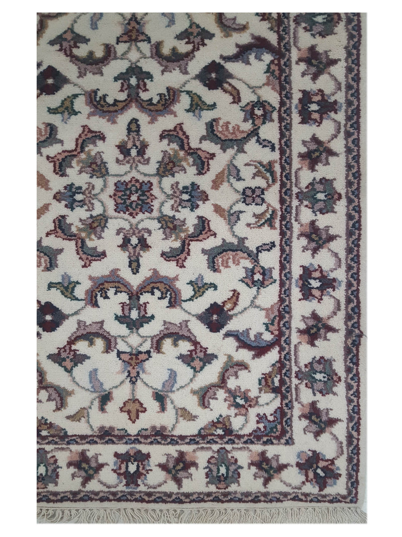 Pacific Kashan Indo 36727 Ivory Ivory Traditional Hand Knotted Rug