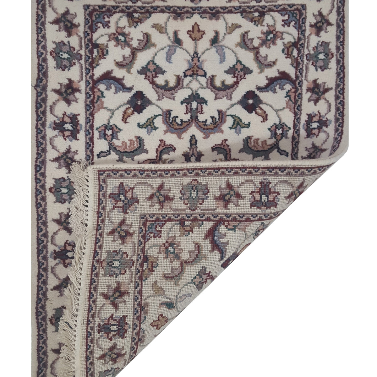 Pacific Kashan Indo 36727 Ivory Ivory Traditional Hand Knotted Rug