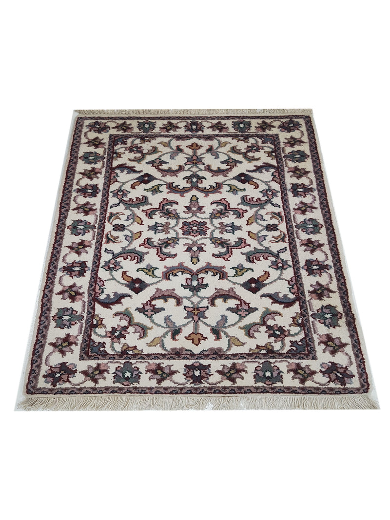 Pacific Kashan Indo 36753 Ivory Ivory Traditional Hand Knotted Rug