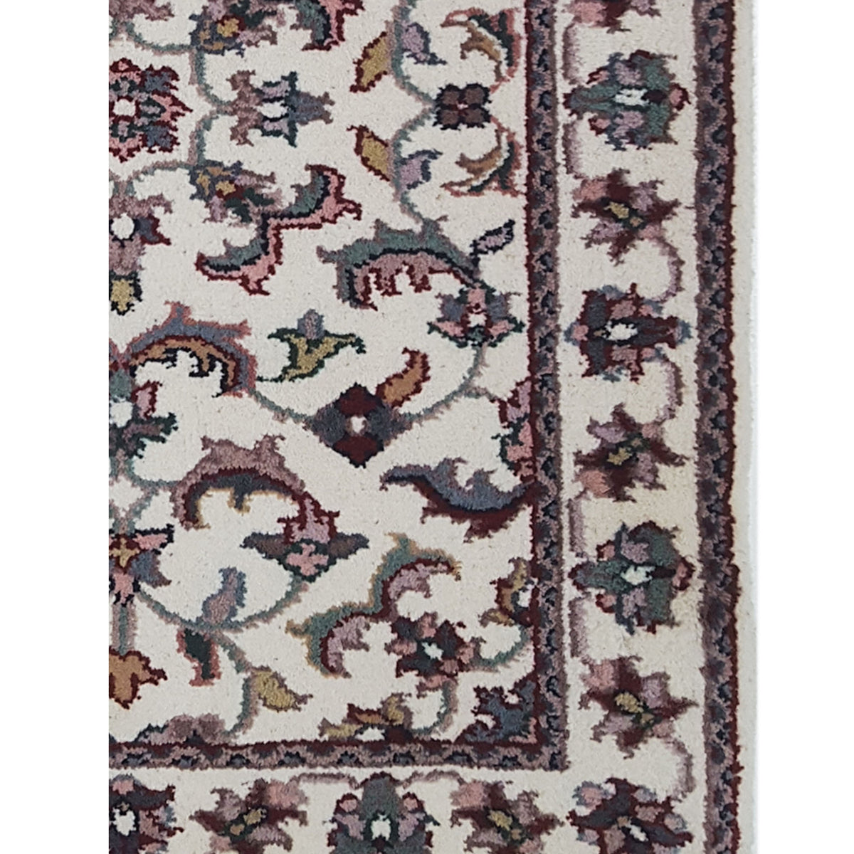 Pacific Kashan Indo 36753 Ivory Ivory Traditional Hand Knotted Rug