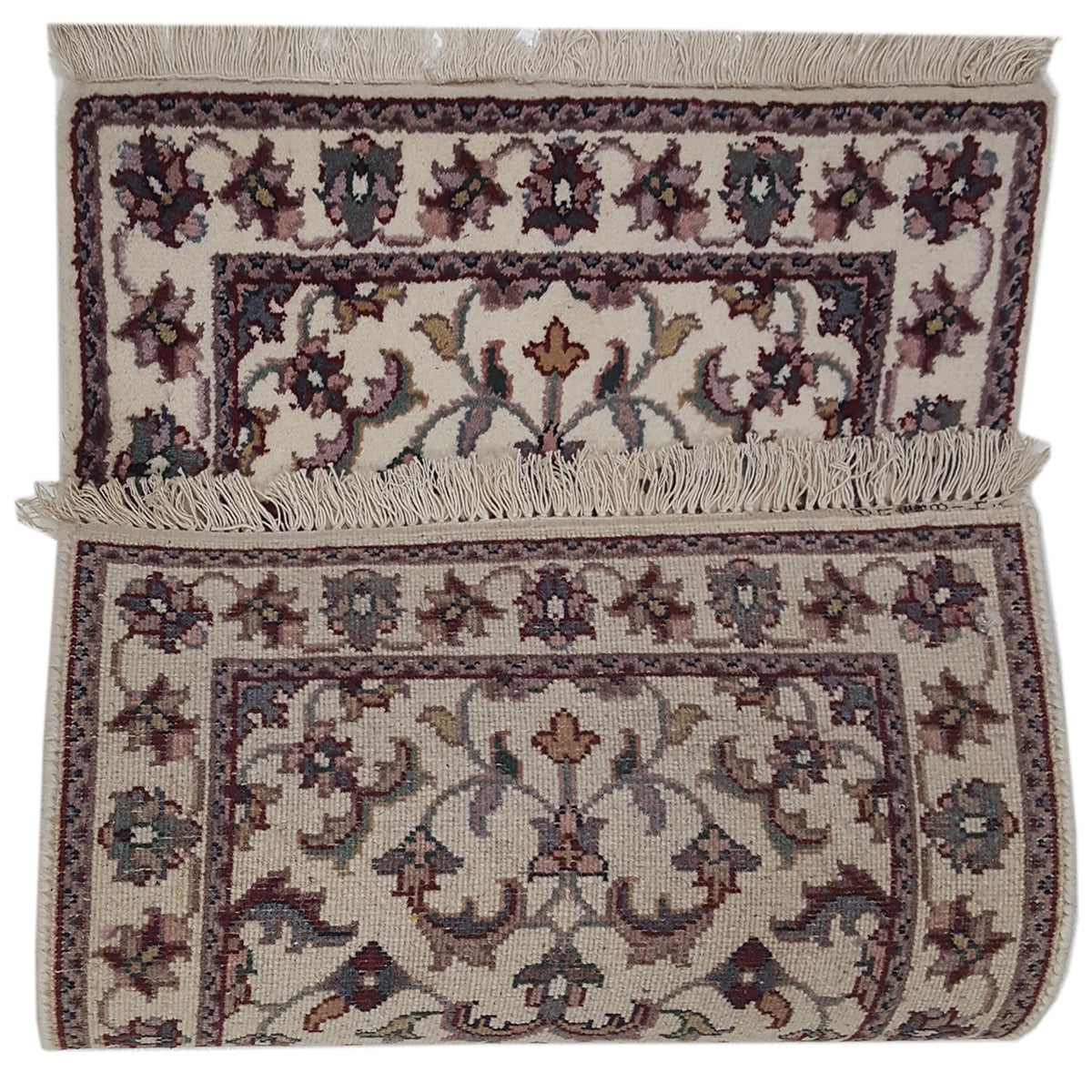 Pacific Kashan Indo 36753 Ivory Ivory Traditional Hand Knotted Rug