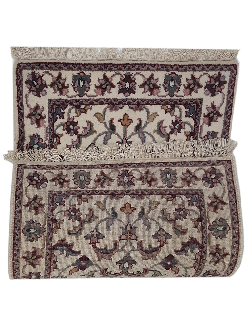 Pacific Kashan Indo 36753 Ivory Ivory Traditional Hand Knotted Rug