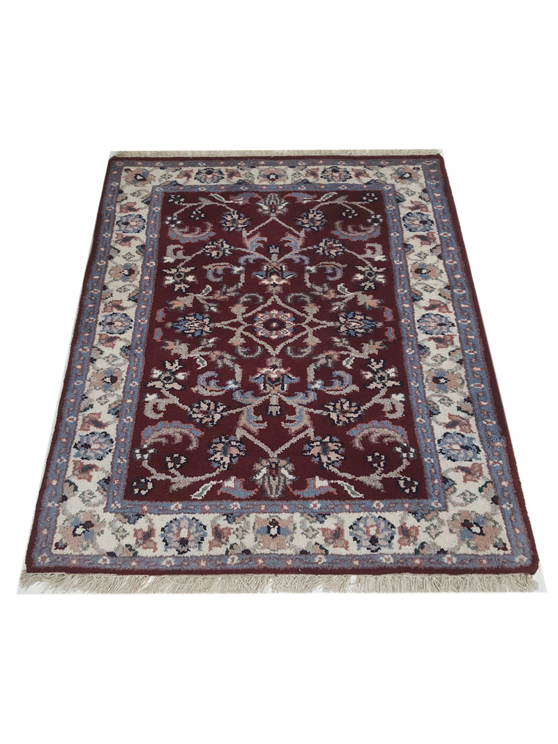 Pacific Kashan Indo 36755 Red Ivory Traditional Hand Knotted Rug