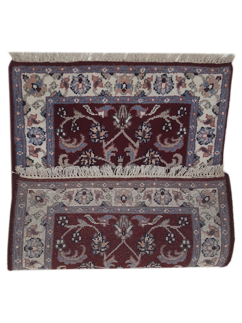 Pacific Kashan Indo 36755 Red Ivory Traditional Hand Knotted Rug