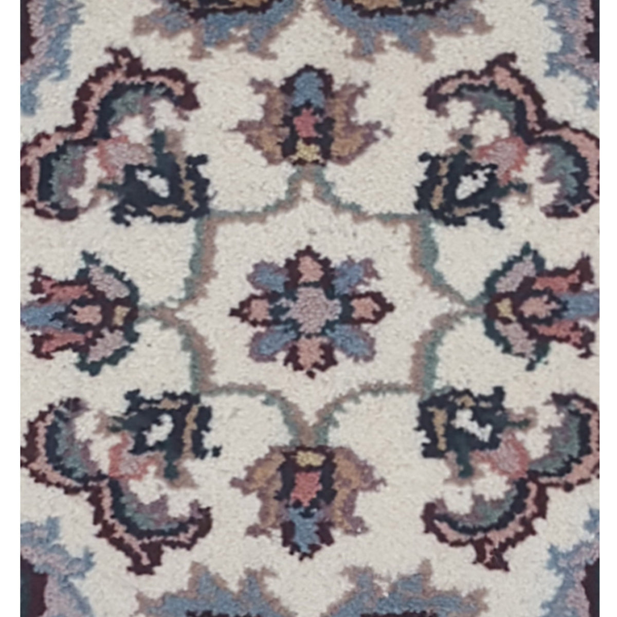 Pacific Kashan Indo 36756 Ivory Burgundy Traditional Hand Knotted Rug