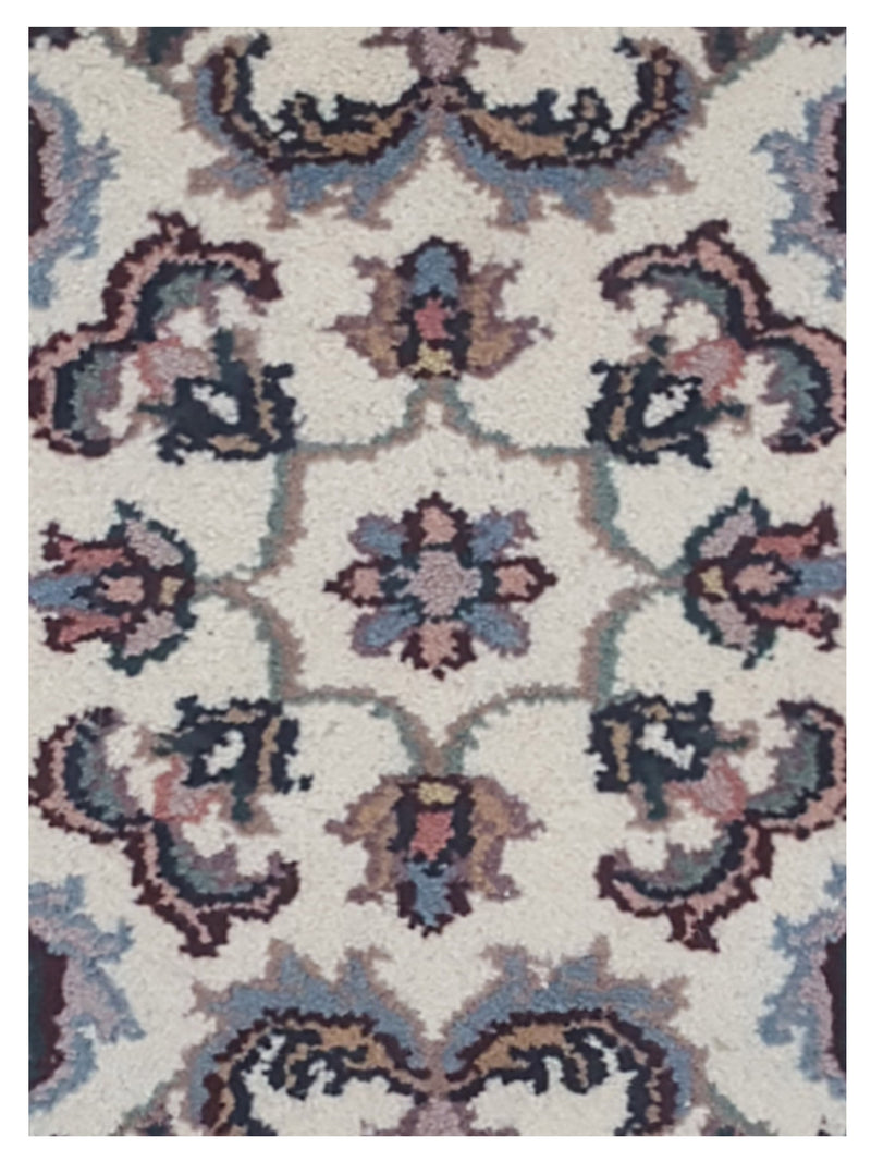 Pacific Kashan Indo 36756 Ivory Burgundy Traditional Hand Knotted Rug