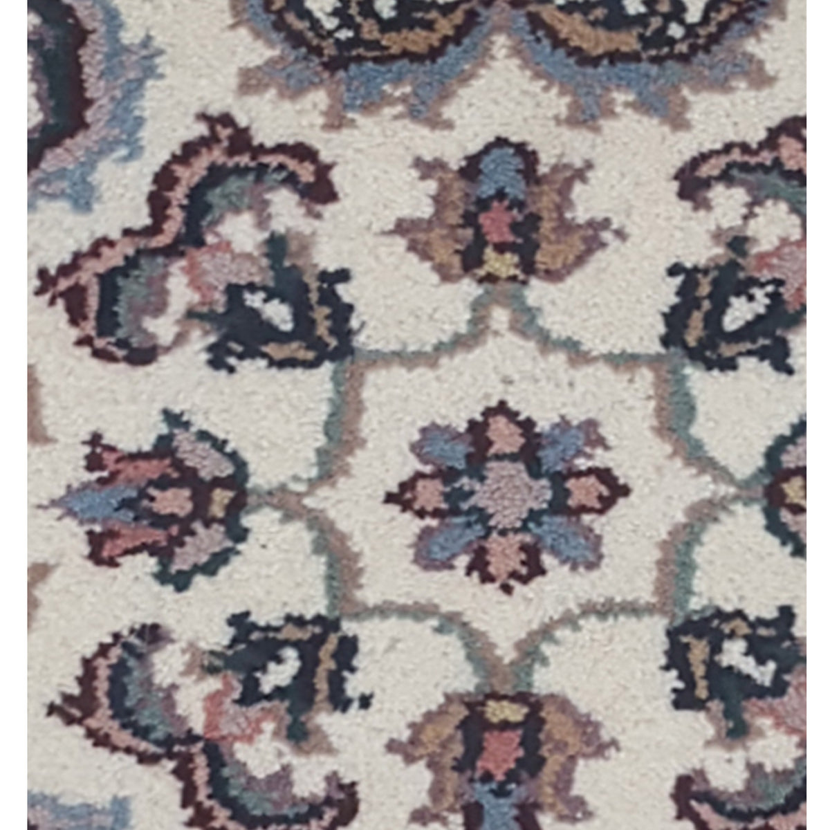 Pacific Kashan Indo 36757 Ivory Burgundy Traditional Hand Knotted Rug