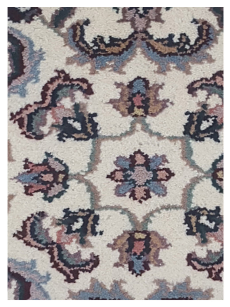 Pacific Kashan Indo 36757 Ivory Burgundy Traditional Hand Knotted Rug