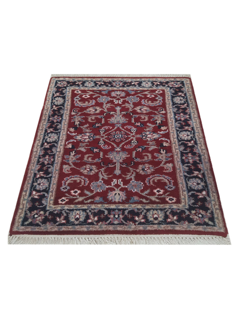 Pacific Kashan Indo 36758 Red Black Traditional Hand Knotted Rug