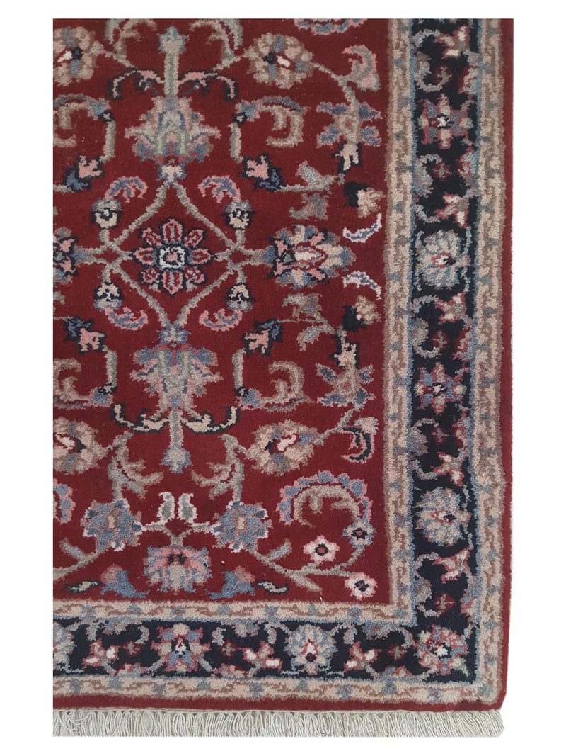Pacific Kashan Indo 36758 Red Black Traditional Hand Knotted Rug