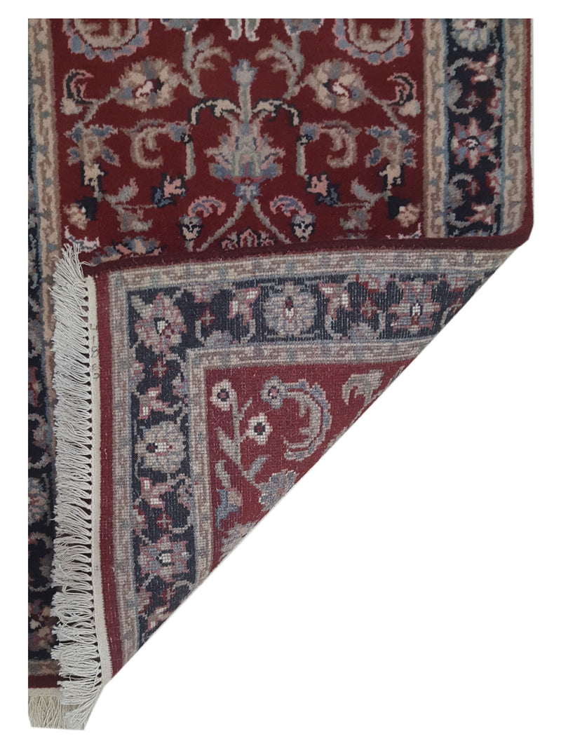 Pacific Kashan Indo 36758 Red Black Traditional Hand Knotted Rug