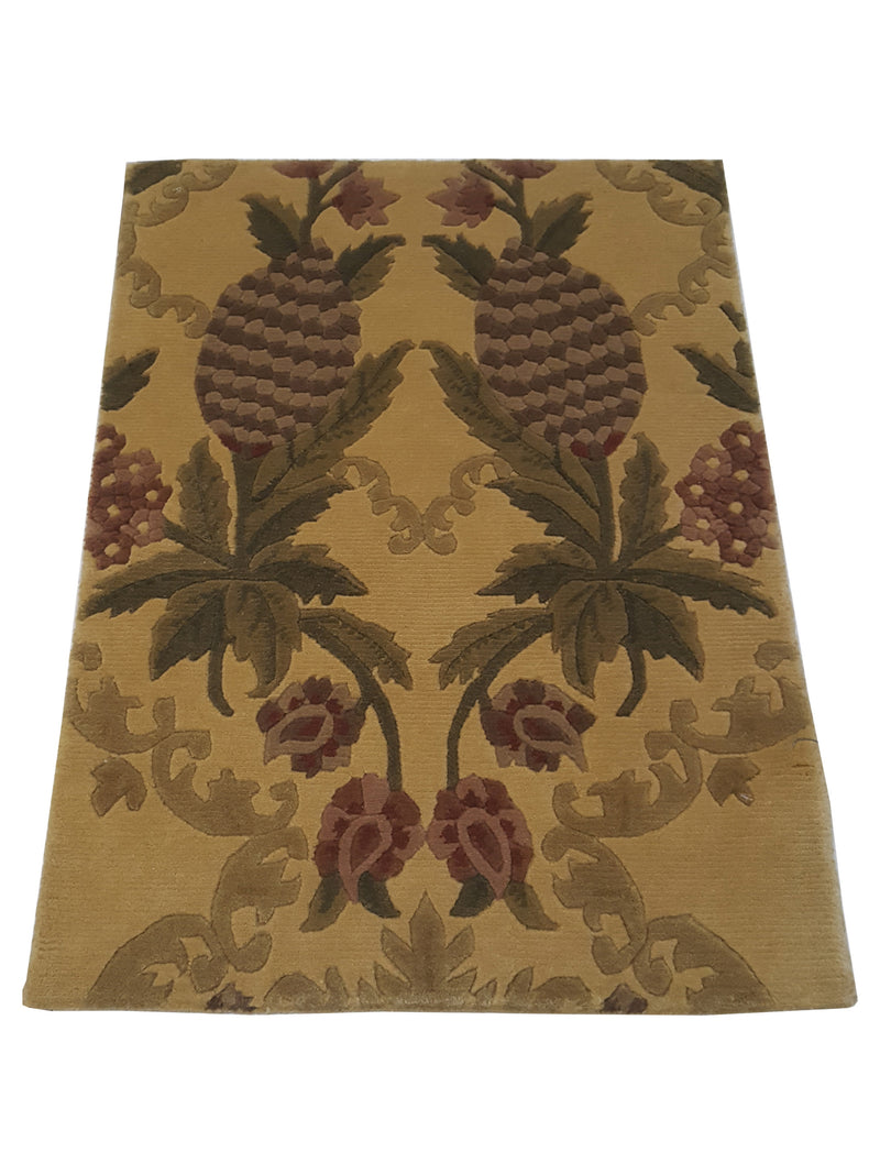 Pacific Gouri Ganga 36761 Gold Beige Transitional Hand Knotted Rug