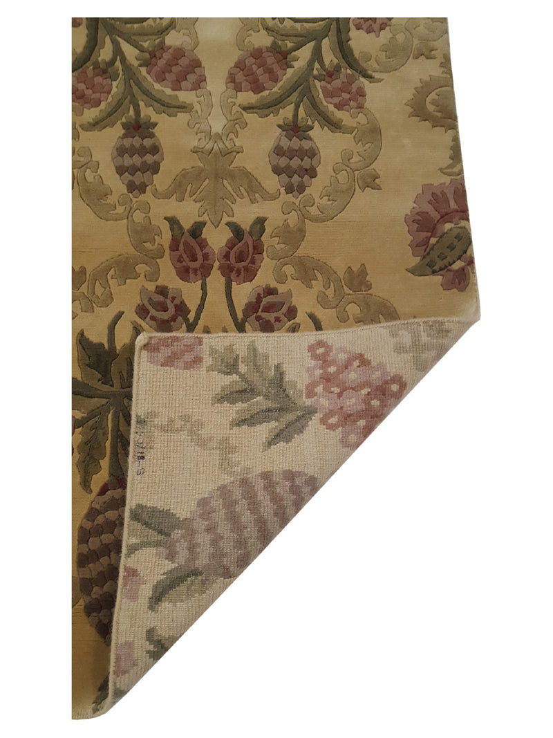 Pacific Gouri Ganga 36833 Khaki Burgundy Transitional Hand Knotted Rug