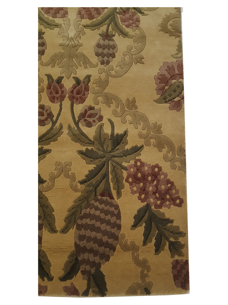 Pacific Gouri Ganga 36833 Khaki Burgundy Transitional Hand Knotted Rug