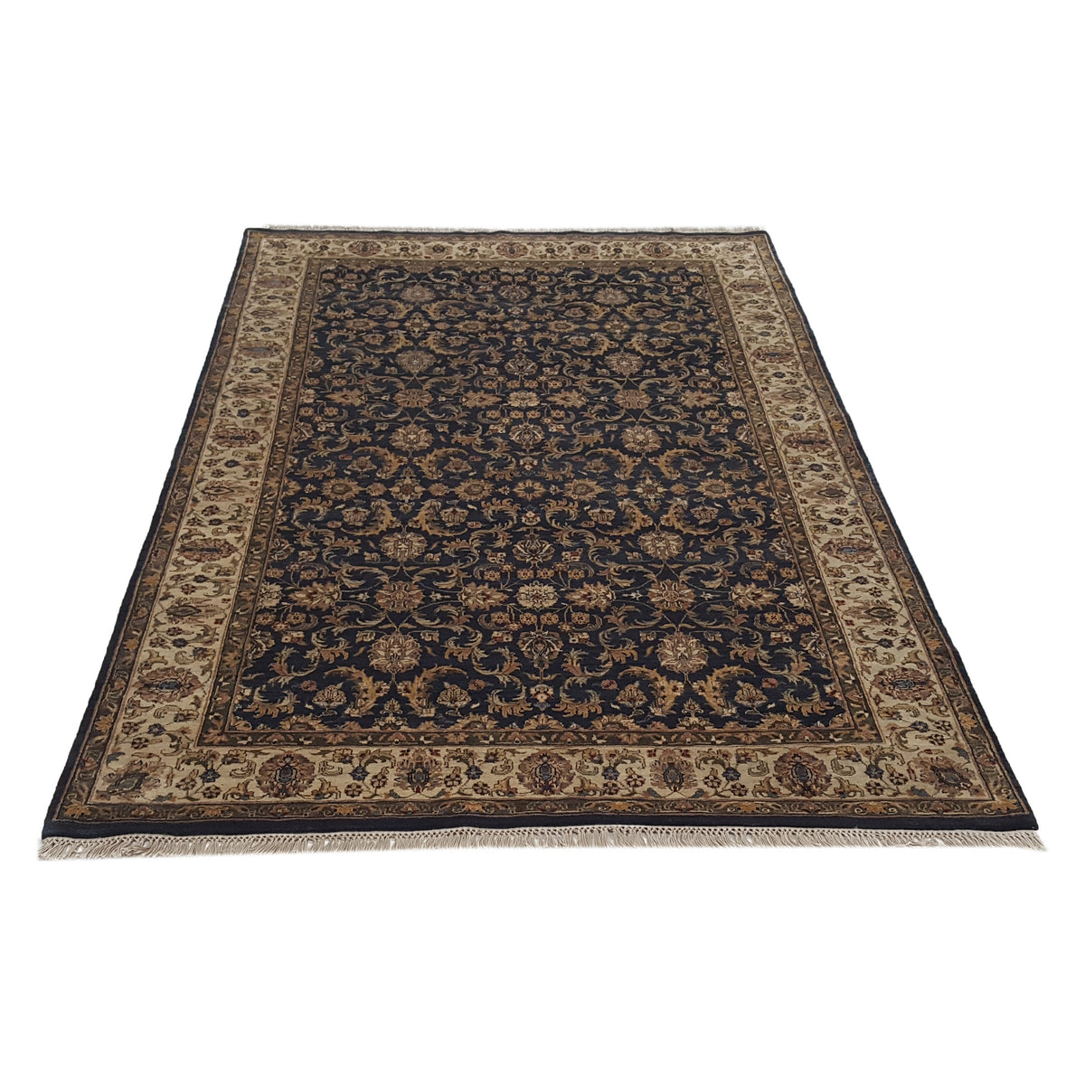 Pacific Crown 37027 Navy Gold Traditional Hand Knotted Rug
