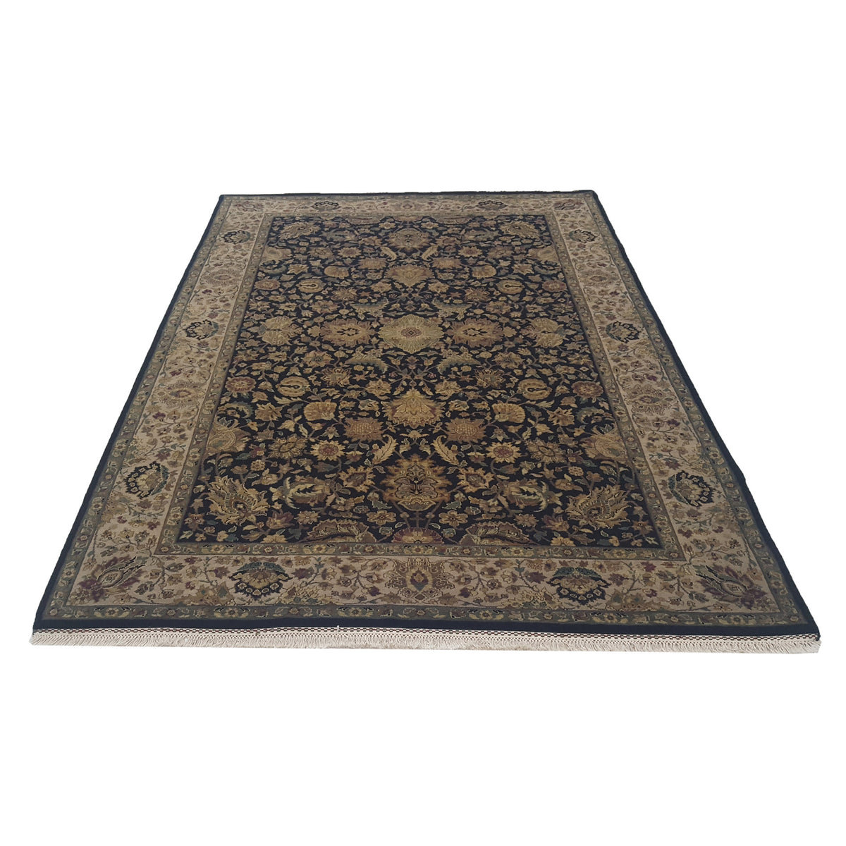 Pacific Crown 37028 Black Beige Traditional Hand Knotted Rug