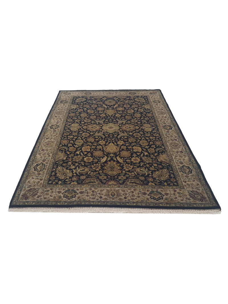 Pacific Crown 37028 Black Beige Traditional Hand Knotted Rug
