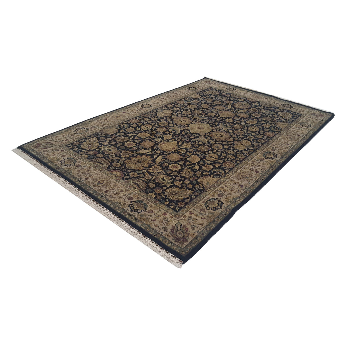 Pacific Crown 37028 Black Beige Traditional Hand Knotted Rug