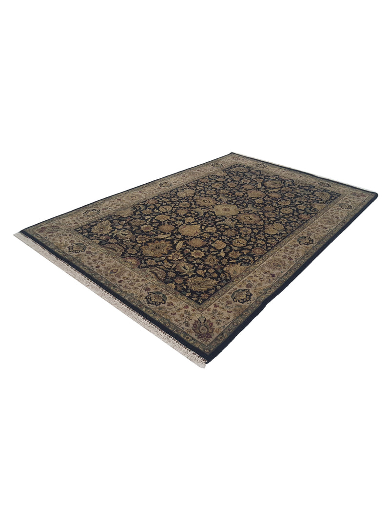 Pacific Crown 37028 Black Beige Traditional Hand Knotted Rug