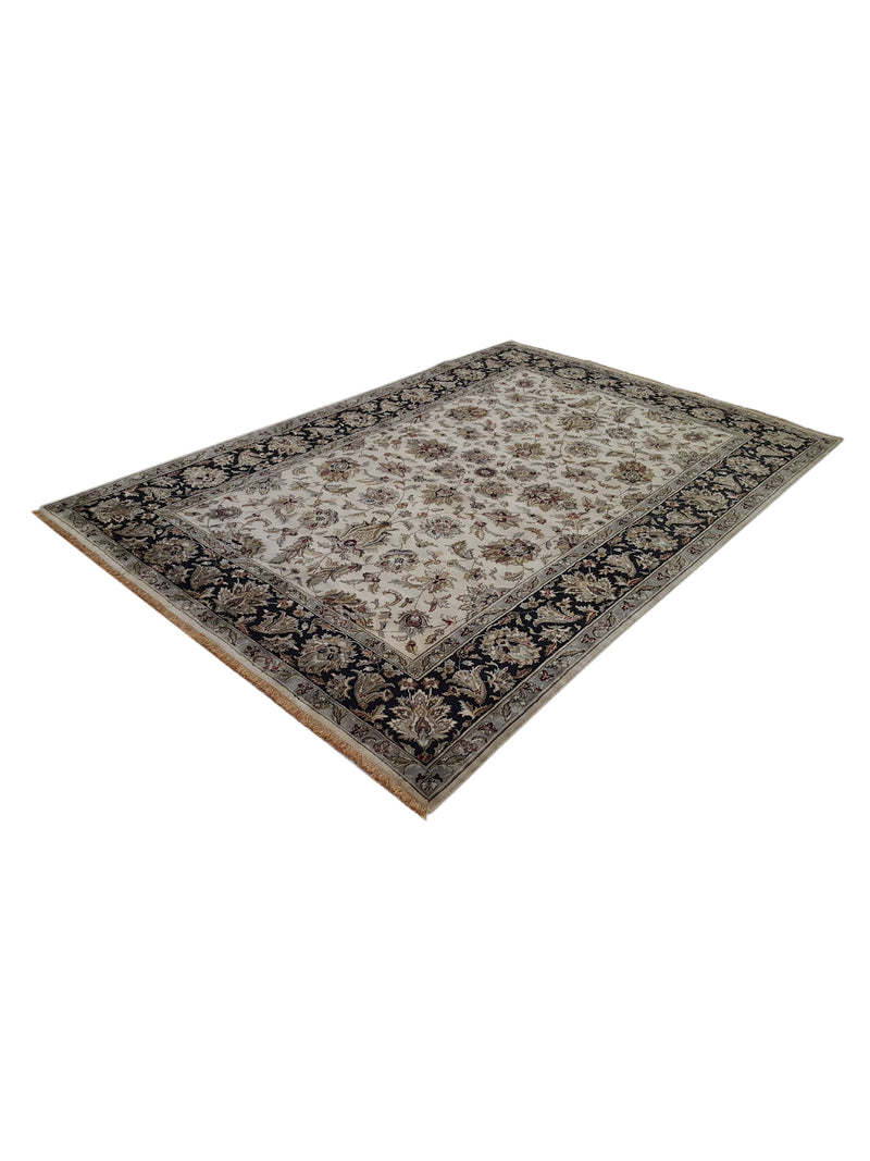 Pacific Serene 37079 Ivory Black Traditional Hand Knotted Rug