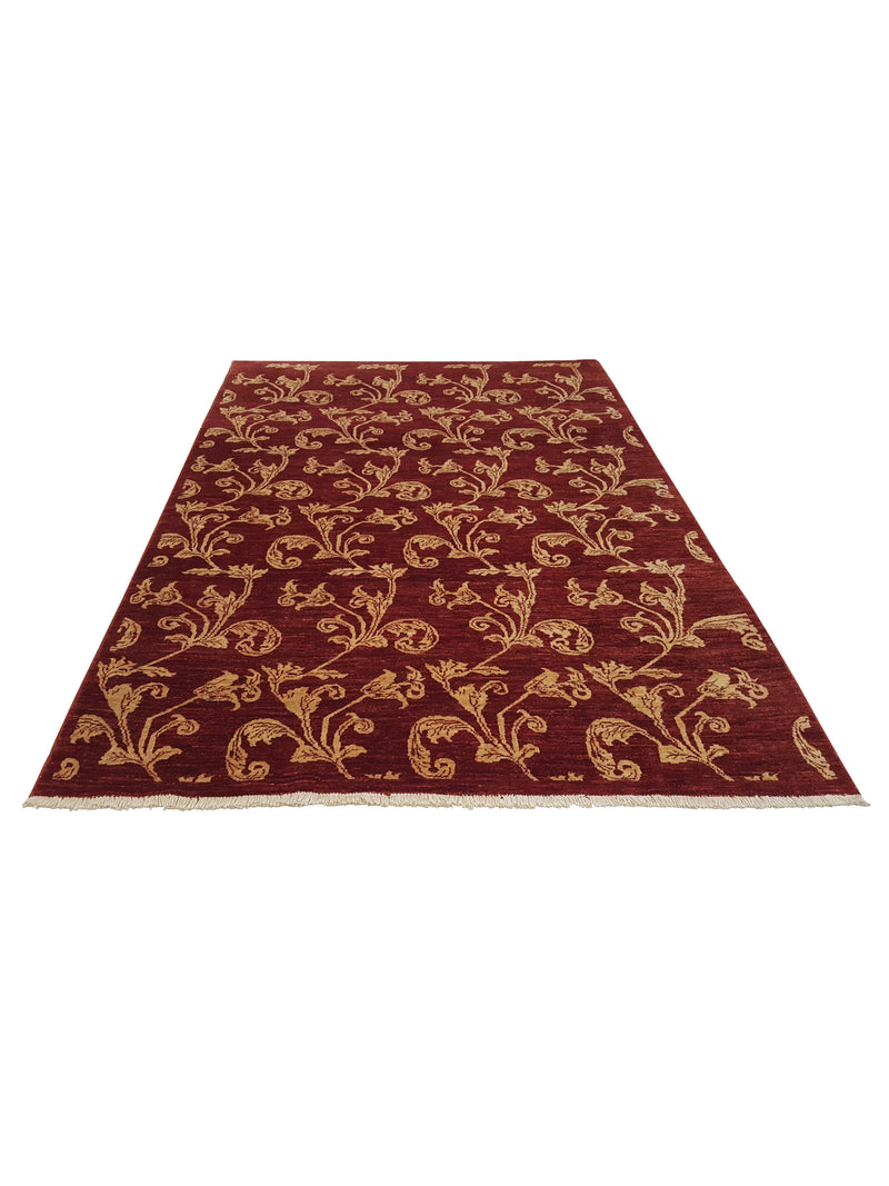 Pacific Ziegler 37094 Burgundy Gold Modern Hand Knotted Rug