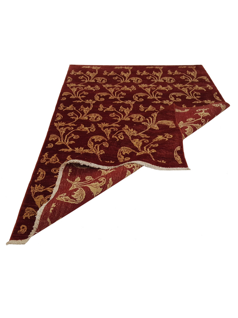 Pacific Ziegler 37094 Burgundy Gold Modern Hand Knotted Rug