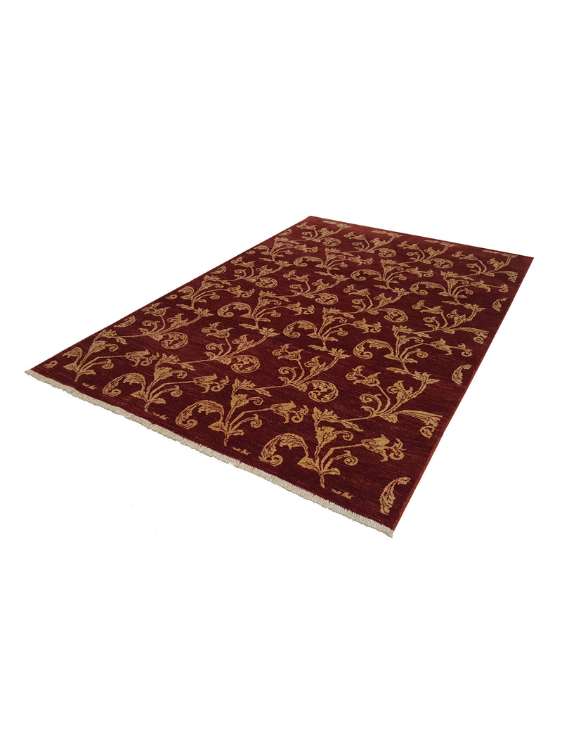 Pacific Ziegler 37094 Burgundy Gold Modern Hand Knotted Rug