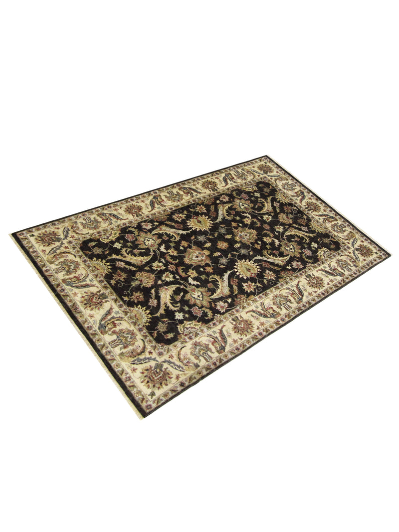 Pacific Agra 37096 Black Ivory Traditional Hand Knotted Rug