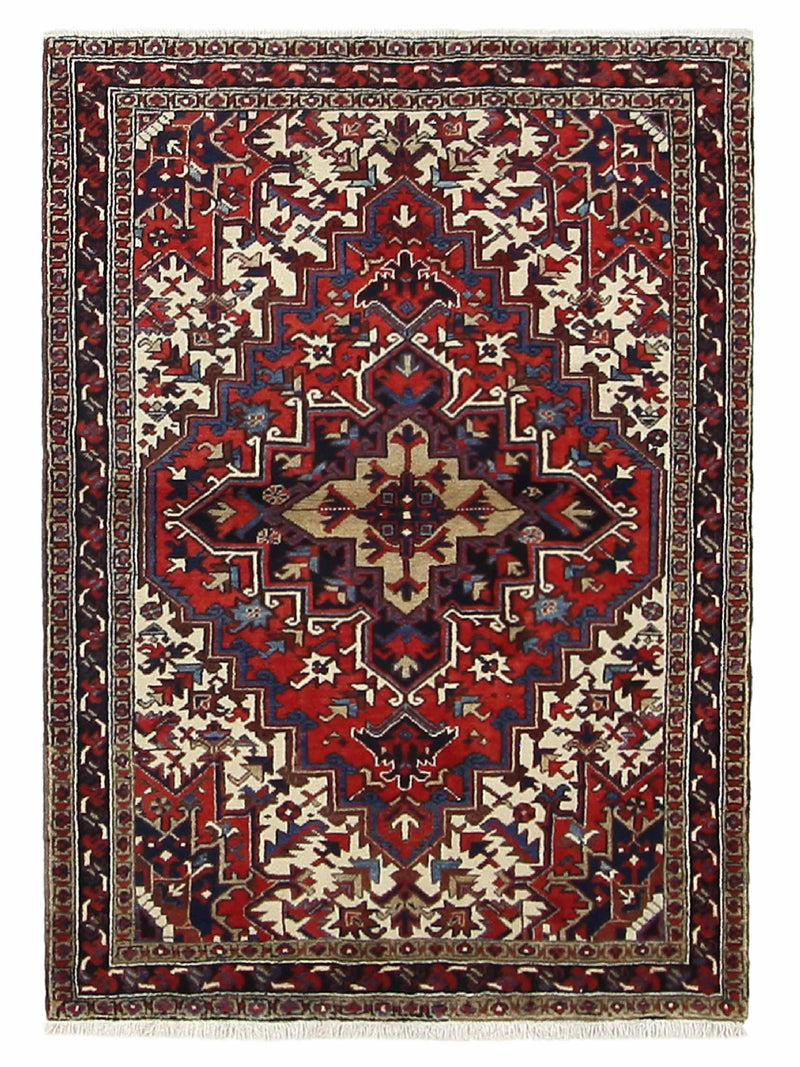 Fasa Antique Heriz  Ivory Burgundy Traditional