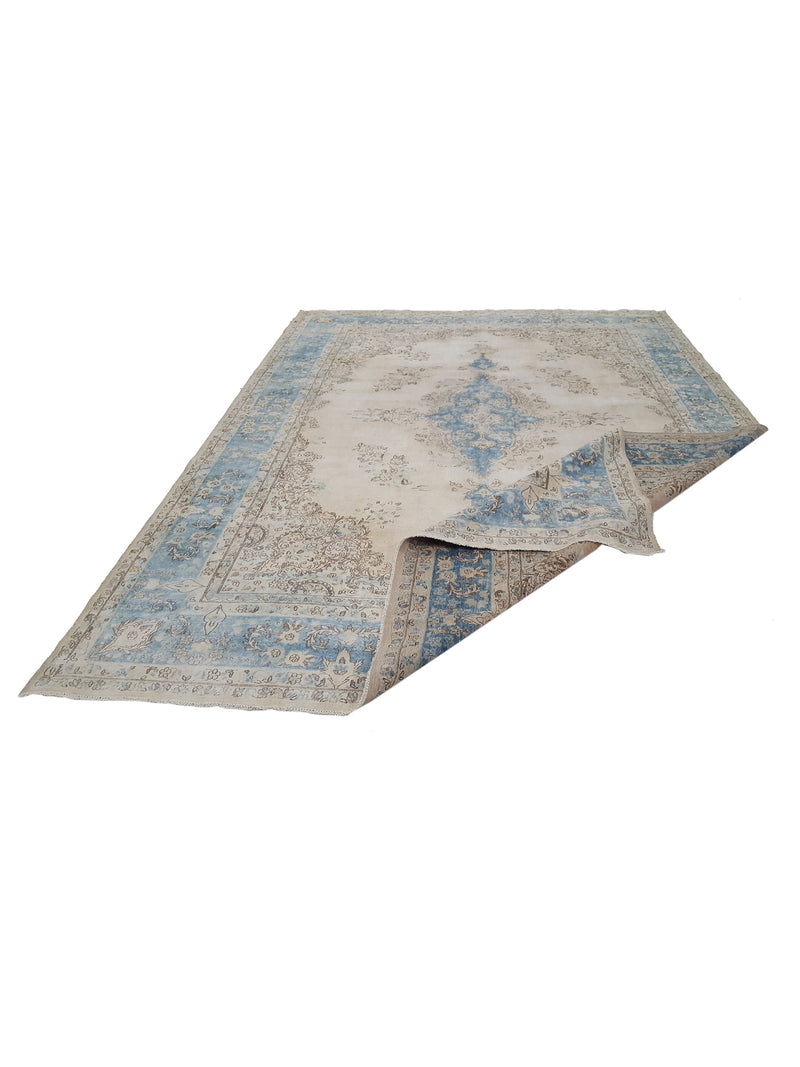 Pacific Vintage 37478 Ivory Blue Vintage Hand Knotted Rug