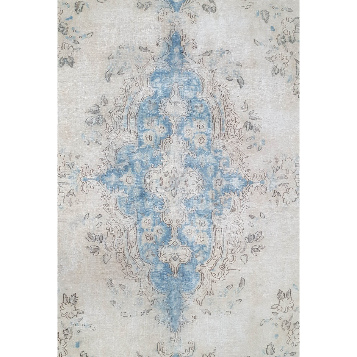 Pacific Vintage 37478 Ivory Blue Vintage Hand Knotted Rug