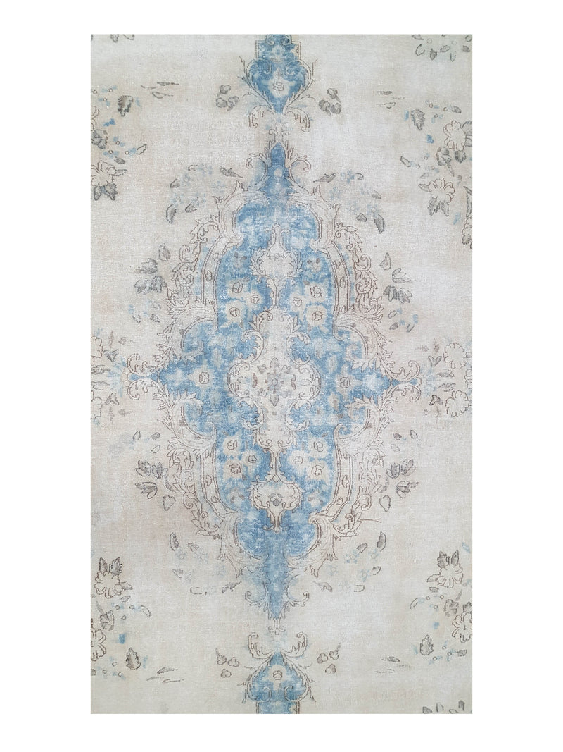 Pacific Vintage 37478 Ivory Blue Vintage Hand Knotted Rug