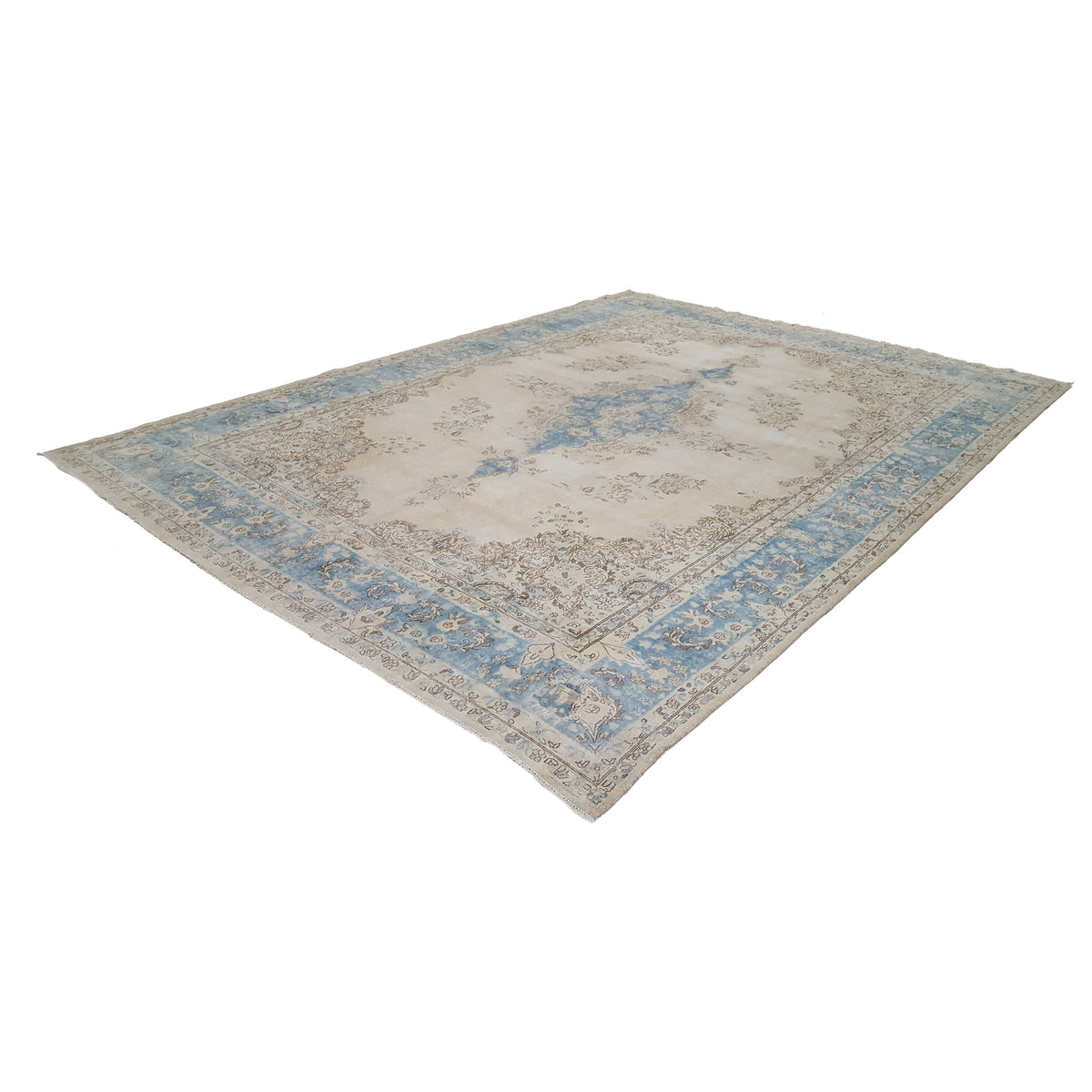Pacific Vintage 37478 Ivory Blue Vintage Hand Knotted Rug