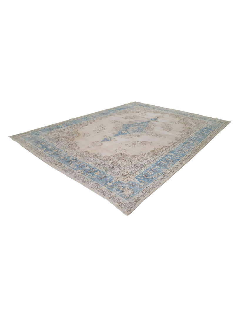 Pacific Vintage 37478 Ivory Blue Vintage Hand Knotted Rug