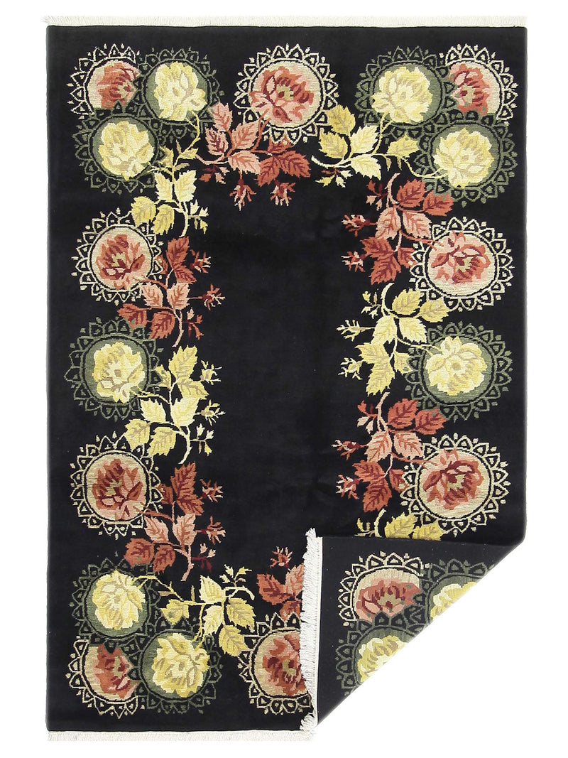 Pacific Gouri Ganga 37950 Black Multi Transitional Hand Knotted Rug