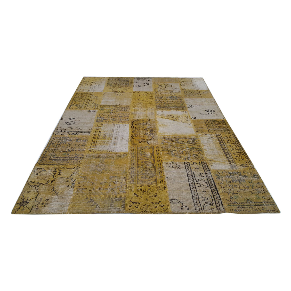 Pacific Patchwork 38019 Gold Gold Patchwork Hand Knotted Rug