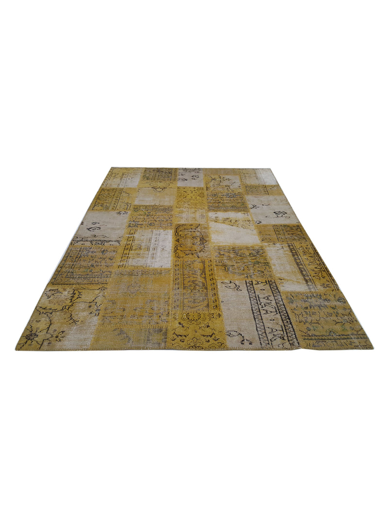 Pacific Patchwork 38019 Gold Gold Patchwork Hand Knotted Rug