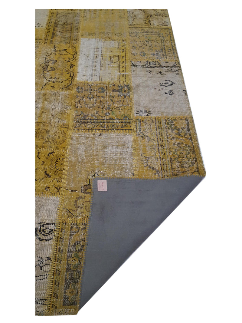 Pacific Patchwork 38019 Gold Gold Patchwork Hand Knotted Rug