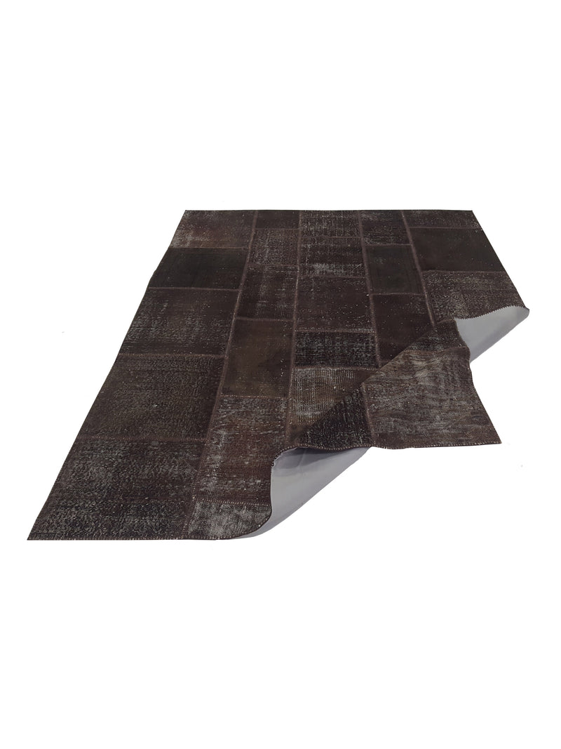 Pacific Patchwork 38020 Brown Brown Patchwork Hand Knotted Rug