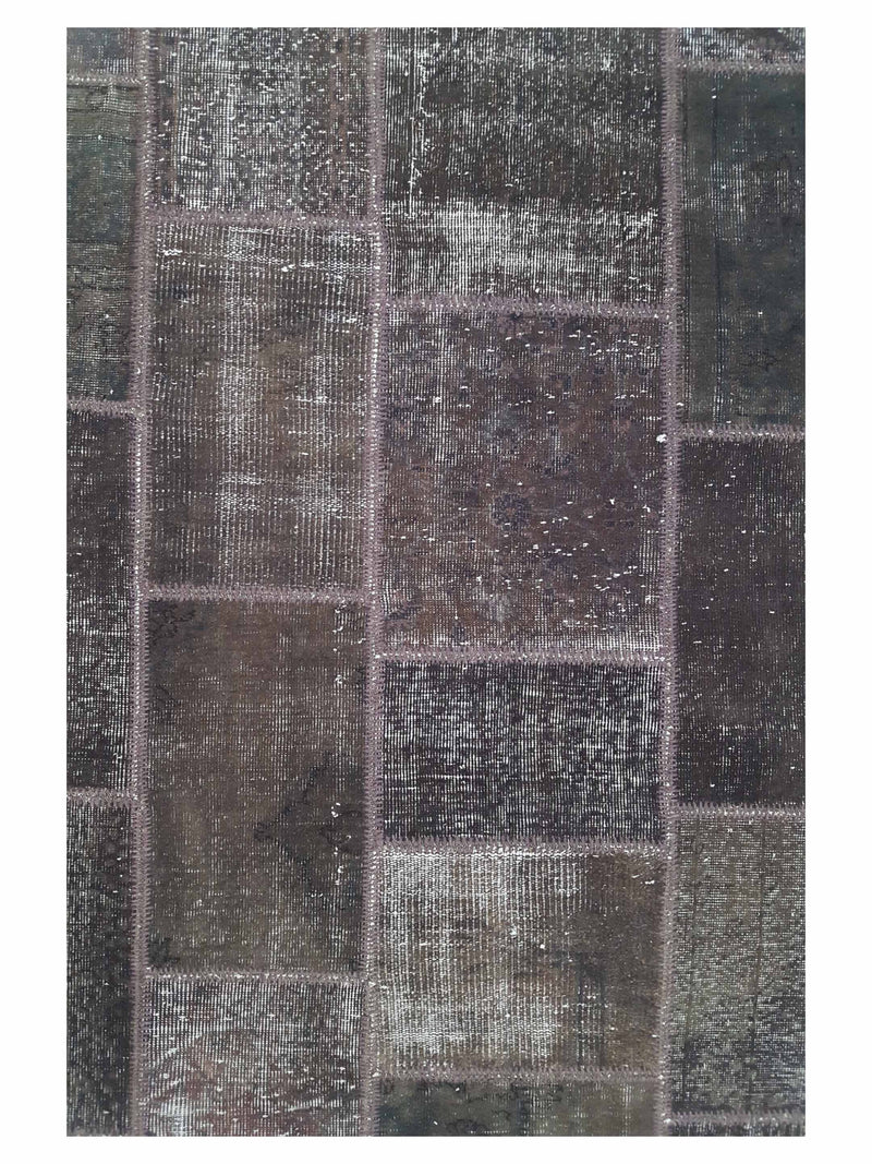 Pacific Patchwork 38020 Brown Brown Patchwork Hand Knotted Rug