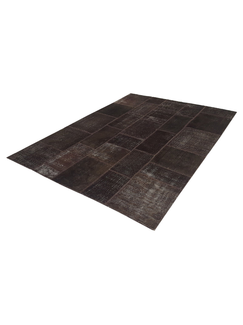 Pacific Patchwork 38020 Brown Brown Patchwork Hand Knotted Rug
