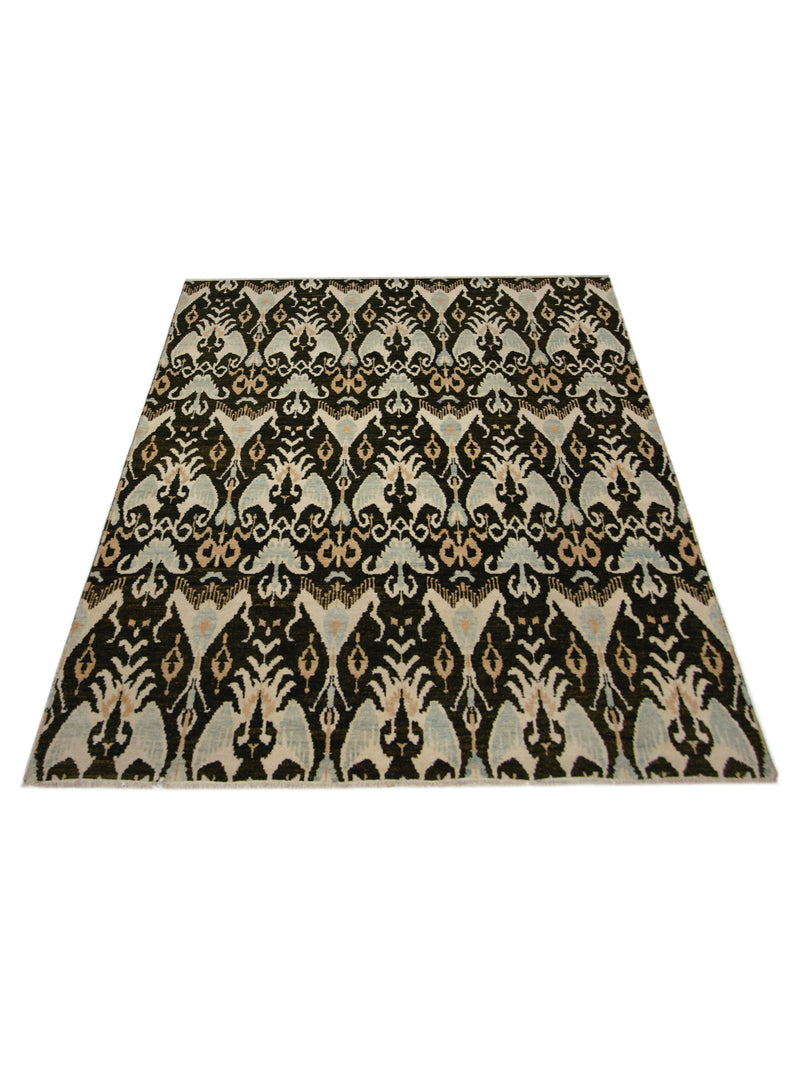 Pacific Ikat 38071 Blue Gold Transitional Hand Knotted Rug