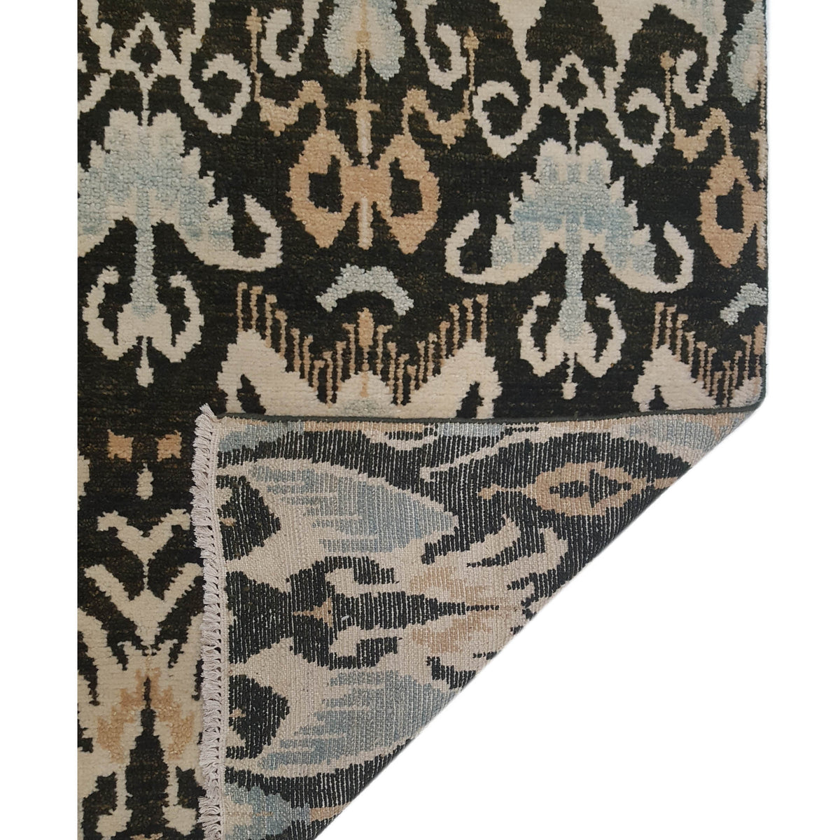 Pacific Ikat 38071 Blue Gold Transitional Hand Knotted Rug