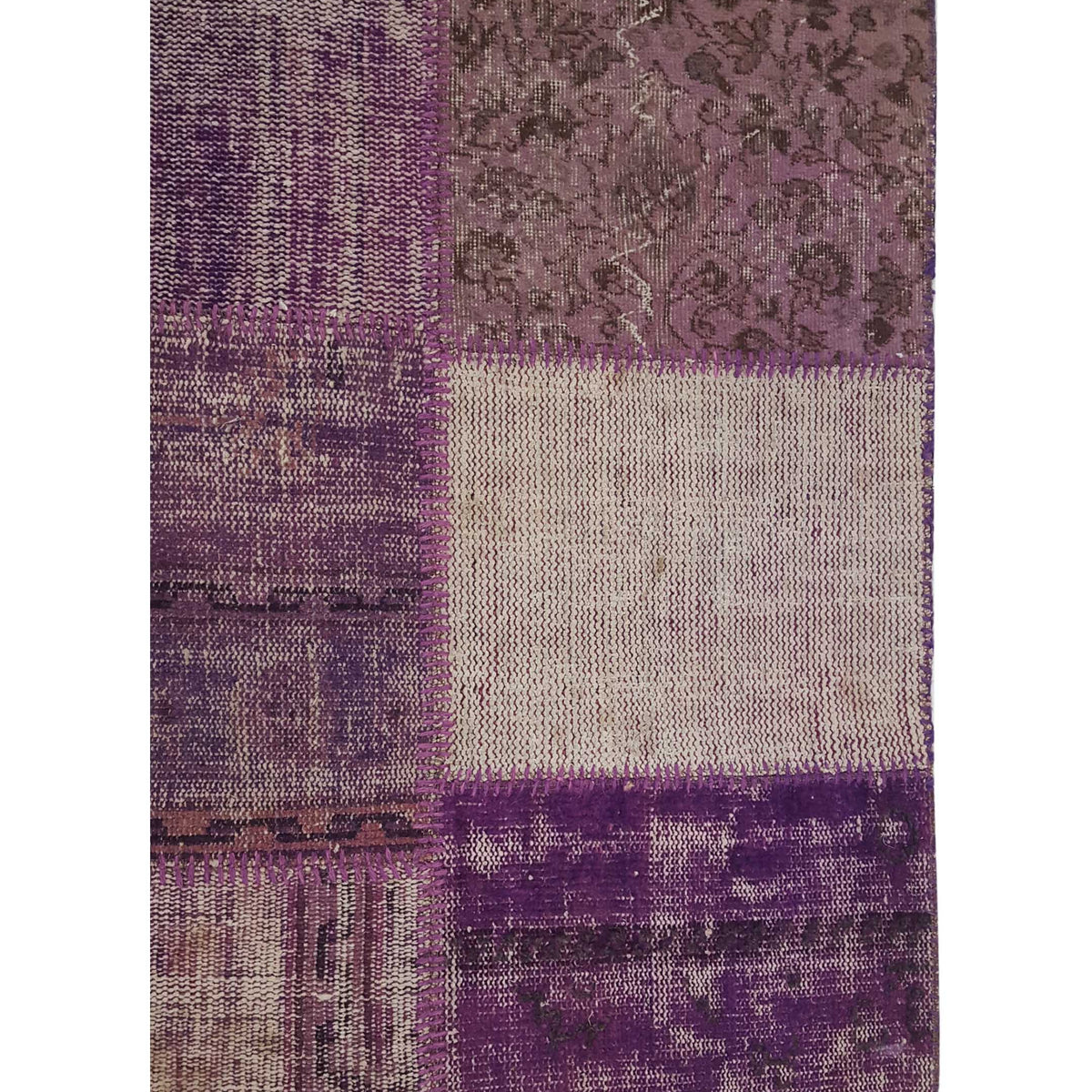 Pacific Patchwork 38118 Purple Purple Patchwork Hand Knotted Rug