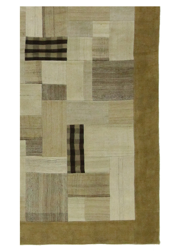 Pacific Patchwork 38128 Brown Camel Patchwork Hand Knotted Rug