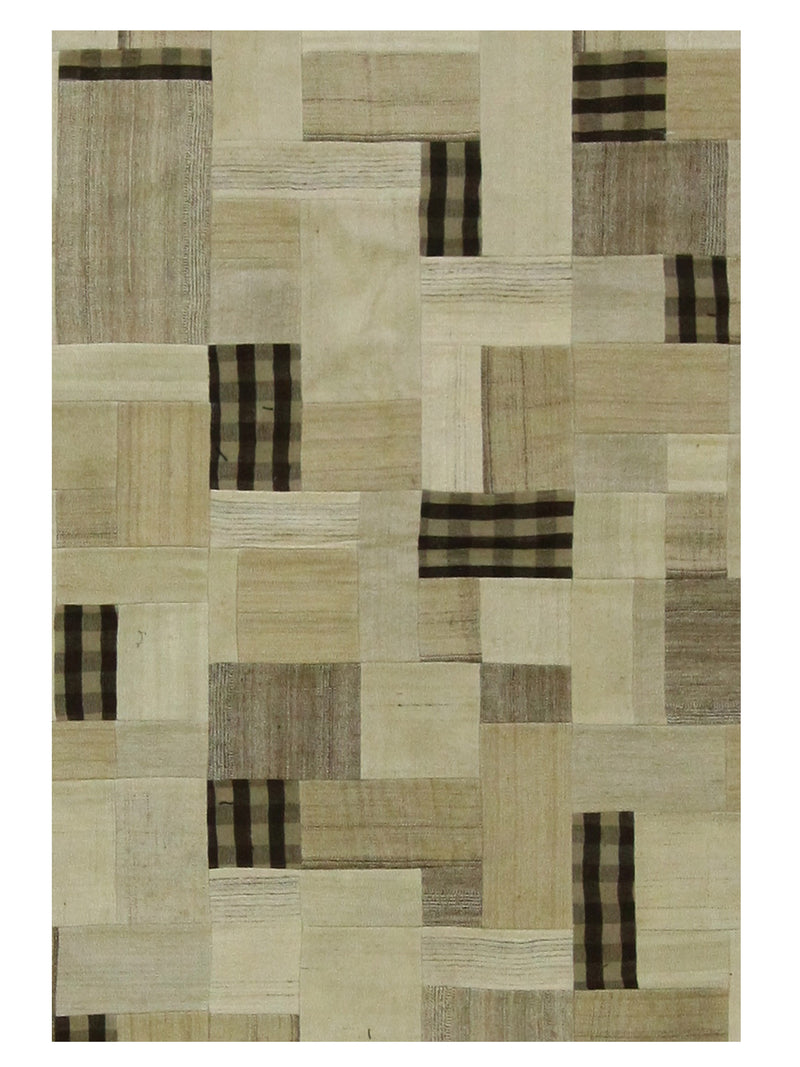 Pacific Patchwork 38128 Brown Camel Patchwork Hand Knotted Rug